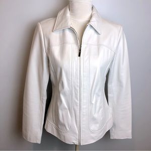 Jones New York White Leather Jacket Medium